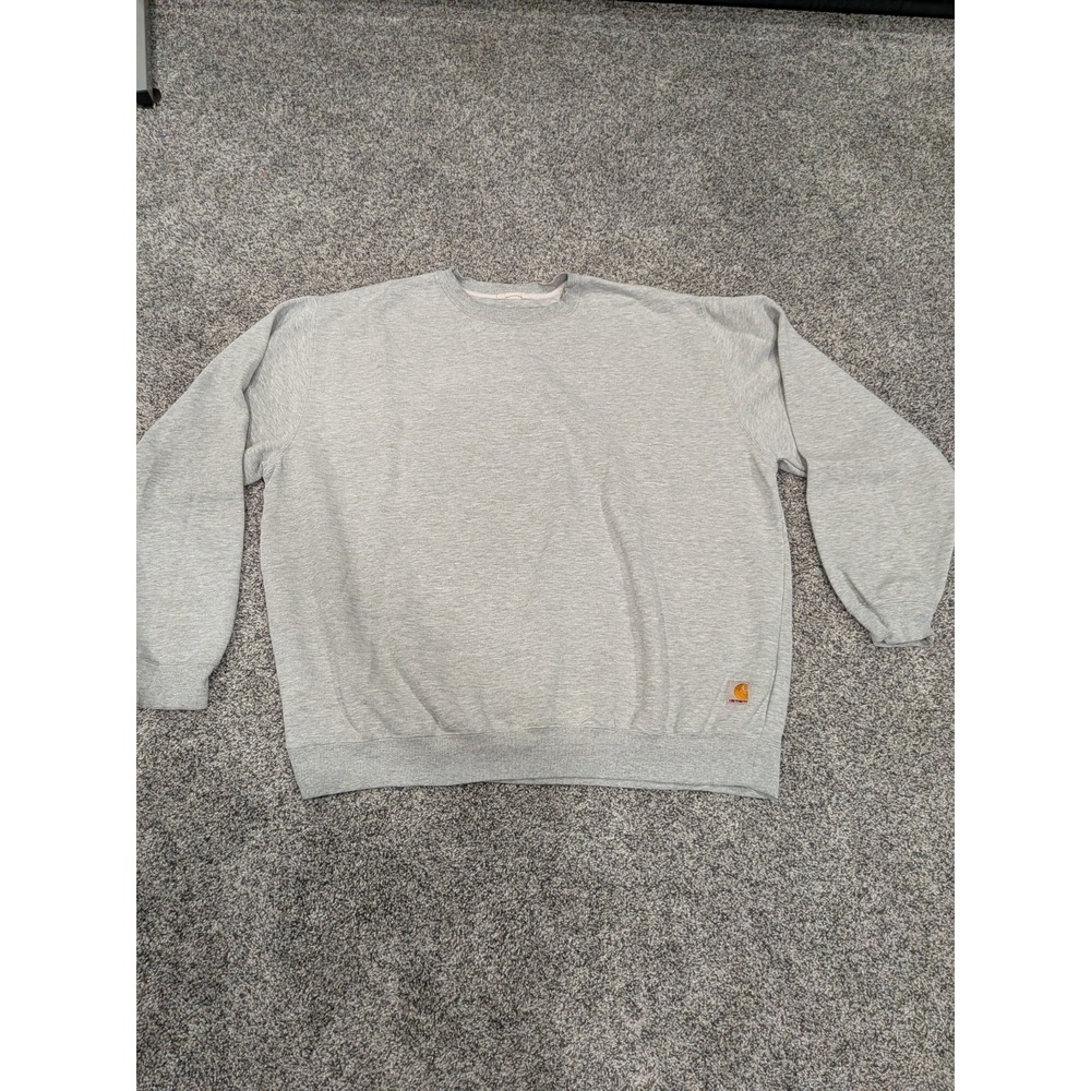 Vintage 90's Y2K Carhartt Embroidered Grey Crewneck Pullover Sweatshirt Size 2XL